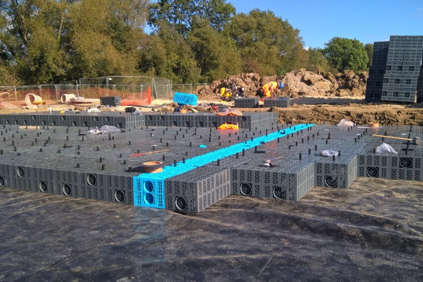 Sustainable water crates being installed